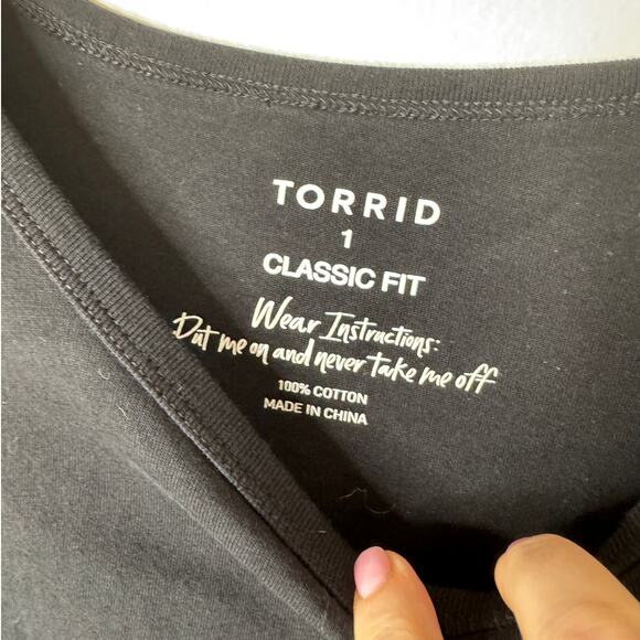 Torrid Deep Black Vintage Cotton Jersey Crew Neck Tee Plus Size 1X - Picture 3 of 8